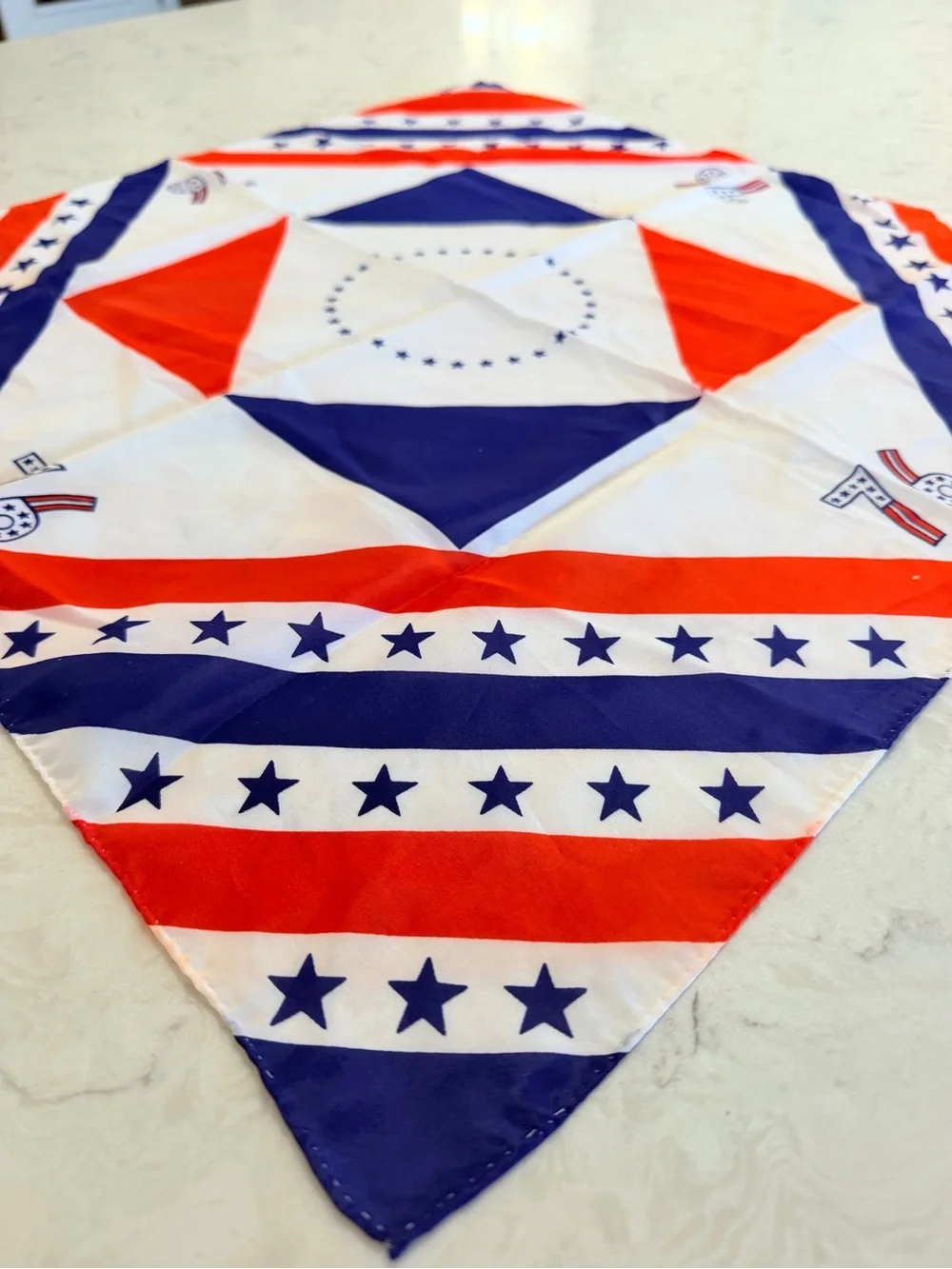 1976 Bicentennial Red White Blue Patriotic Square Scarf Marlowe Finer Ltd USA